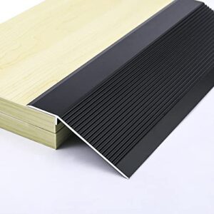 transition strip metal threshold strip for carpet to floor, black non-slip edging trim strips for uneven floors/vinyl planks/wood to tile, easy to install