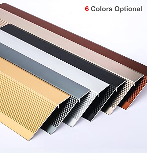 Transition Strip Metal Threshold Strip for Carpet to Floor, Black Non-Slip Edging Trim Strips for Uneven Floors/Vinyl Planks/Wood to Tile, Easy to Install