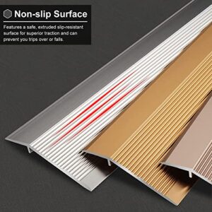 Transition Strip Metal Threshold Strip for Carpet to Floor, Black Non-Slip Edging Trim Strips for Uneven Floors/Vinyl Planks/Wood to Tile, Easy to Install