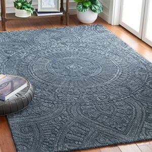 safavieh marquee collection 8′ x 10′ dark grey mrq301f handmade contemporary medallion wool area rug