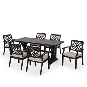 christopher knight home 314009 waterford dining sets, antique matte black + light beige