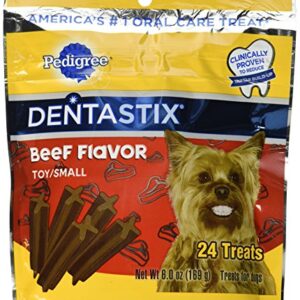 Pedigree Dentastix Beef Flavor Toy/Small Treats For Dogs - 6 Oz. 24 Treats