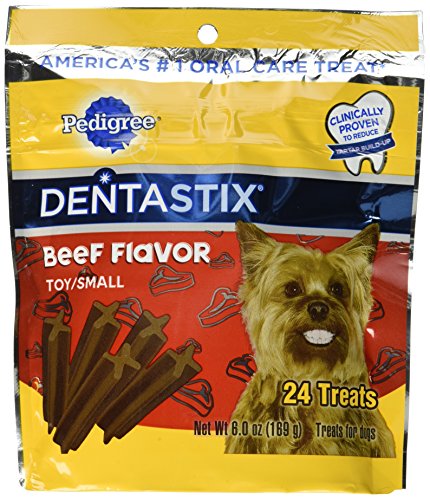 Pedigree Dentastix Beef Flavor Toy/Small Treats For Dogs - 6 Oz. 24 Treats