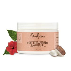 SheaMoisture Smoothie Curl Enhancing Cream for Thick, Curly Hair Coconut and Hibiscus Sulfate and Paraben Free 12 oz