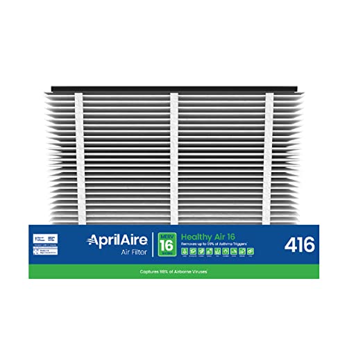 AprilAire 416 Replacement Filter for AprilAire Whole House Air Purifiers - MERV 16, Allergy, Asthma, & Virus, 16x25x4 Air Filter (Pack of 2)