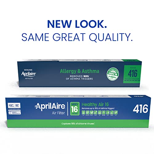 AprilAire 416 Replacement Filter for AprilAire Whole House Air Purifiers - MERV 16, Allergy, Asthma, & Virus, 16x25x4 Air Filter (Pack of 2)