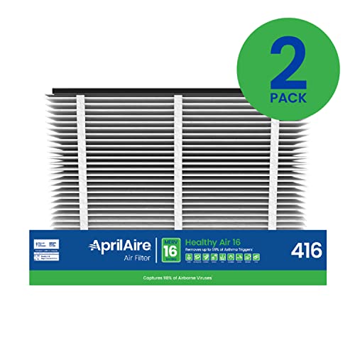 AprilAire 416 Replacement Filter for AprilAire Whole House Air Purifiers - MERV 16, Allergy, Asthma, & Virus, 16x25x4 Air Filter (Pack of 2)