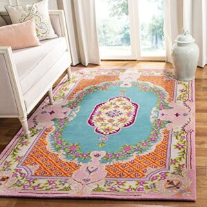 safavieh bellagio collection 5′ x 8′ blue/pink blg535m handmade medallion premium wool area rug