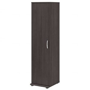 bush business furniture universal tall narrow storage cabinet with door and shelves, storm gray