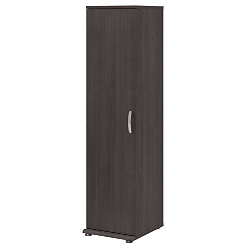 Bush Business Furniture Universal Tall Narrow Storage Cabinet with Door and Shelves, Storm Gray