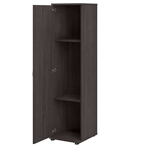 Bush Business Furniture Universal Tall Narrow Storage Cabinet with Door and Shelves, Storm Gray