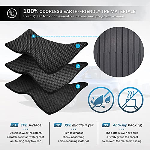 Pedigree 3D Floor Mats Compatible with 2021 2022 2023 Tesla Model Y Custom Fit Black TPE Floor Liners 1st & 2nd Row All-Weather Protection(Floor mats)