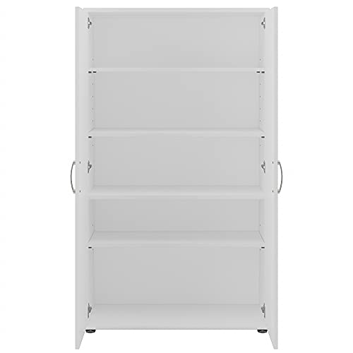 Bush Business Furniture Universal 5 Piece Modular Closet Storage Set with Floor and Wall Cabinets, White