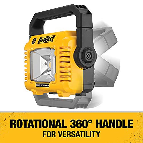 DEWALT 12V/20V MAX LED Work Light, Compact with 360 Degree Rotating Handle, 2000 Lumens of Brightness, Cordless, Bare Tool Only (DCL077B)