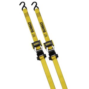 dewalt dxbc18002 black/yellow 1.25″ x 12′ ratchet tie down straps – light-weight cargo hauling (1800 lb break strength), 2 pack