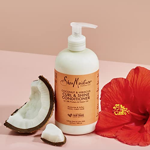 SheaMoisture Conditioner Curl Shine Silicone for Curly Hair Coconut Hibiscus Moisturize & Define 13oz