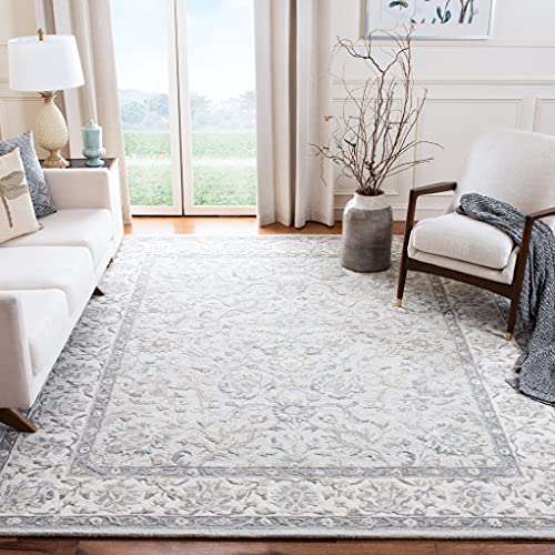 SAFAVIEH Glamour Collection 9' x 12' Light Blue/Ivory GLM628M Handmade Premium Wool Area Rug