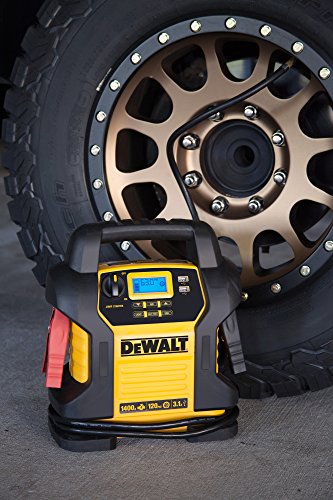 DEWALT DXAEJ14 Digital Portable Power Station Jump Starter: 1400 Peak/700 Instant Amps, 120 PSI Digital Air Compressor, 3.1A USB Ports, Battery Clamps , Yellow