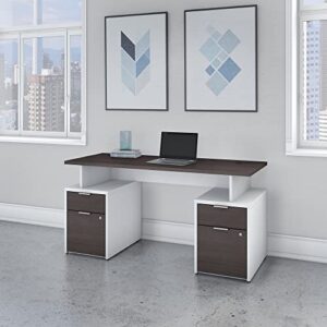 Bush Business Furniture Jamestown 60W Desk with 4 Drawers, Storm Gray/White