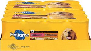 pedigree meaty ground dinner multipack chicken and beef dog food 13.2 ounces (two 12-can cases)
