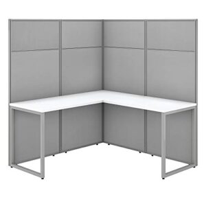 bush business furniture easy office l shaped cubicle desk workstation, 60w x 66h, pure white
