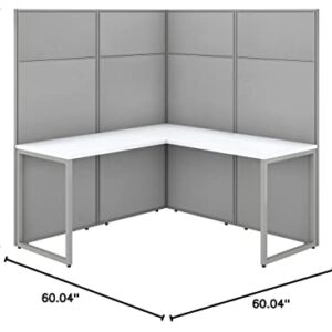 Bush Business Furniture Easy Office L Shaped Cubicle Desk Workstation, 60W x 66H, Pure White