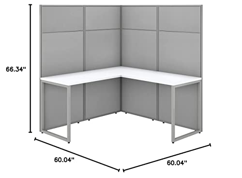 Bush Business Furniture Easy Office L Shaped Cubicle Desk Workstation, 60W x 66H, Pure White