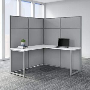 Bush Business Furniture Easy Office L Shaped Cubicle Desk Workstation, 60W x 66H, Pure White