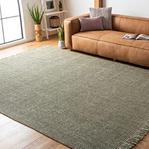 safavieh natural fiber collection 10′ x 14′ green/natural nf826y handmade woven fringe jute area rug