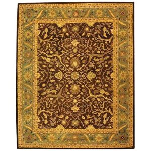 safavieh antiquity collection 8’3″ x 11′ brown / green at14f handmade traditional oriental premium wool area rug