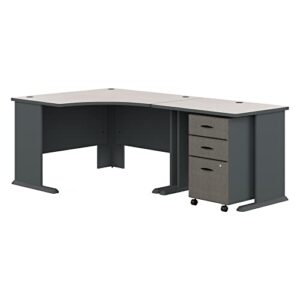 bush business furniture series a 48w corner desk with 36w return and mobile file cabinet in slate and white spectrum