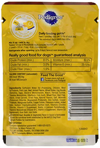 Pedigree Chopped Ground Dinner 8-Pouch Variety Pack,4-Meaty Ground Dinner with Hearty Chicken,4-Beef,Bacon and Cheese Flavors