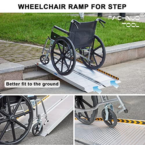 FACHNUO TOOL Wheelchair Ramp 3ft Portable Non-Skid Threshold Ramp 28.3" W x 36''L Aluminum Wheel Chair Ramp for Home Steps Access Entry Doorways with 800lbs Load Capacity