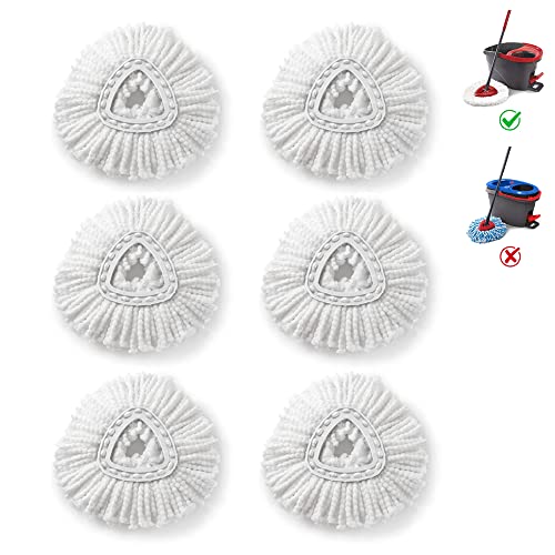 6 Pack Mop Replacement Head Refill for Spin Mop Power Refill Easy Cleaning Microfiber