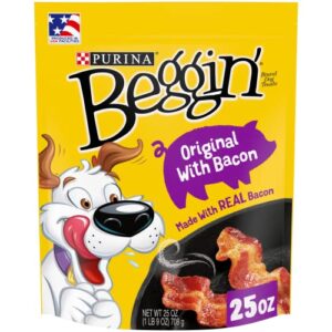 beggin’ strips dog treats, original with bacon, 25 oz pouch