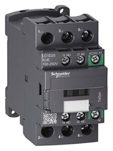 schneider electric 100 to 250vac/dc iec magnetic contactor; no. of poles 3, reversing: no, 25 full load amps-inductive