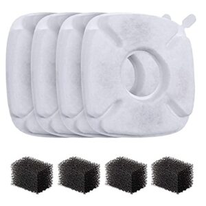 veken 4 pack replacement filters & 4 pack replacement pre-filter sponges for 95oz and 67oz automatic pet fountain cat water fountain dog water dispenser