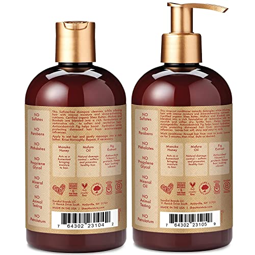 Shea Moisture Shampoo and Conditioner Set, Manuka Honey, Mafura Oil, Baobab Oil & Fig Extract, Hydrate + Replenish, Vitamin C, Sulfate Free & Hair Color Safe, Deep Conditioning, 13 Fl Oz Ea