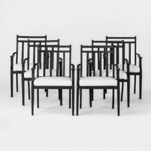 threshold fairmont 6pk steel patio dining chairs – linen