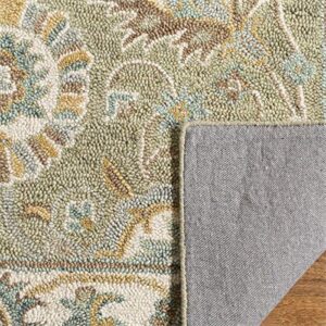 SAFAVIEH Blossom Collection 5' x 8' Sage / Ivory BLM702W Handmade Premium Wool Area Rug