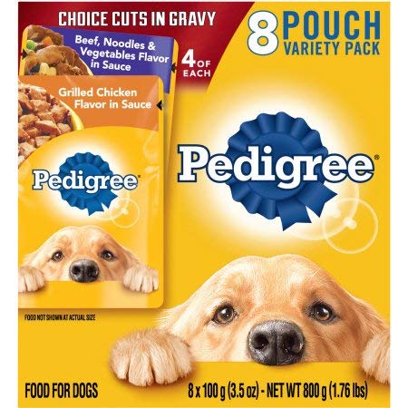 Pedigree Choice Cuts Variety Pack Beef, Grilled Chicken Wet Dog Food (Pack of 4)