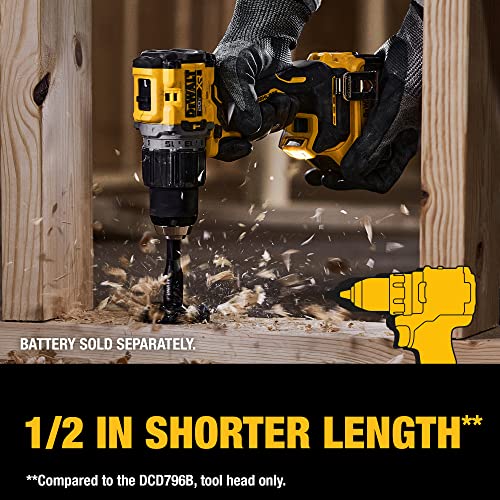 DEWALT 20V MAX Hammer Drill, 1/2", Cordless and Brushless, Compact With 2-Speed Setting, Bare Tool Only (DCD805B)