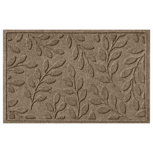 Bungalow Flooring Waterhog Door Mat, 2' x 3', Made in USA, Durable and Decorative Floor Covering, Skid Resistant, Indoor/Outdoor, Water-Trapping, Brittney Leaf Design, Camel