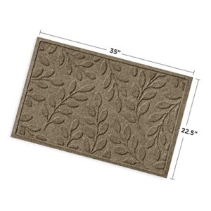 Bungalow Flooring Waterhog Door Mat, 2' x 3', Made in USA, Durable and Decorative Floor Covering, Skid Resistant, Indoor/Outdoor, Water-Trapping, Brittney Leaf Design, Camel