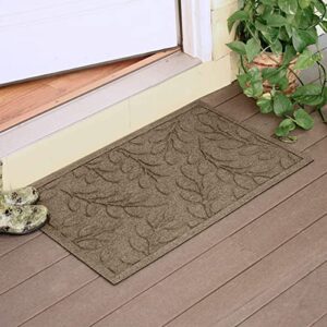 Bungalow Flooring Waterhog Door Mat, 2' x 3', Made in USA, Durable and Decorative Floor Covering, Skid Resistant, Indoor/Outdoor, Water-Trapping, Brittney Leaf Design, Camel