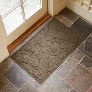 Bungalow Flooring Waterhog Door Mat, 2' x 3', Made in USA, Durable and Decorative Floor Covering, Skid Resistant, Indoor/Outdoor, Water-Trapping, Brittney Leaf Design, Camel