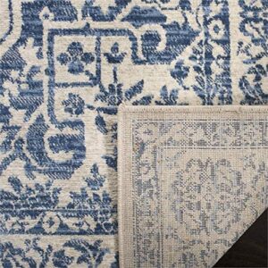 SAFAVIEH Brentwood Collection 8' x 10' Navy / Light Grey BNT832M Medallion Distressed Non-Shedding Living Room Bedroom Dining Home Office Area Rug