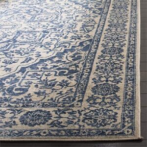 SAFAVIEH Brentwood Collection 8' x 10' Navy / Light Grey BNT832M Medallion Distressed Non-Shedding Living Room Bedroom Dining Home Office Area Rug