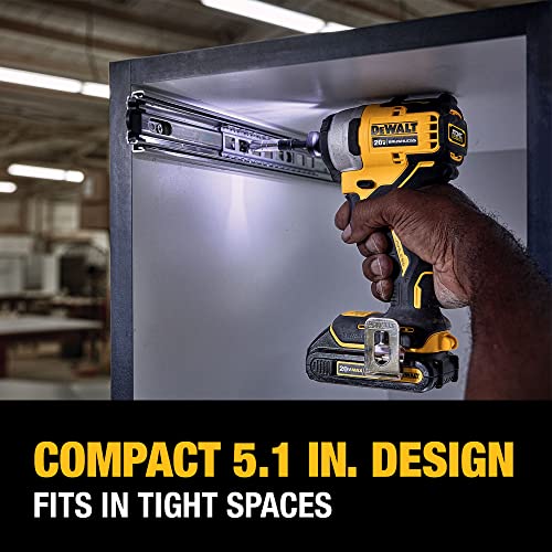 DEWALT ATOMIC 20V MAX* Impact Driver, Cordless, Compact Kit, 2 Batteries, 1/4-Inch (DCF809C2)