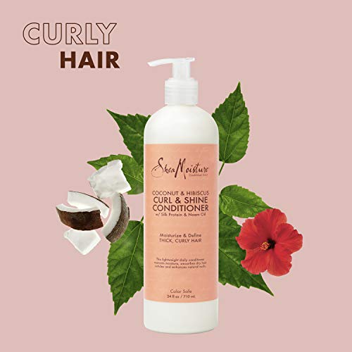 SheaMoisture Coconut and Hibiscus Conditioner for Dry Curly Hair Coconut and Hibiscus Sulfate Free Conditioner, 24 Fl Oz